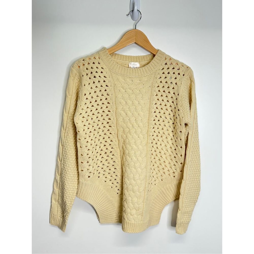 Misia Sweater Womens Chunky‎ Knit Cream Crewneck Long Sleeve Size Large